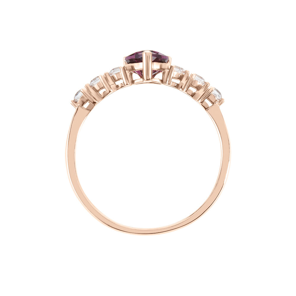 Bague Solitaire Accompagn&eacute; Or Rose Samanta Rhodolite - Bagues avec pierre Femme | Marc Orian