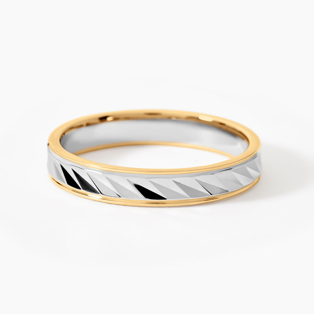 Alliance Raye Mat Ruban Plat Or Bicolore - Alliances duo Unisex | Marc Orian