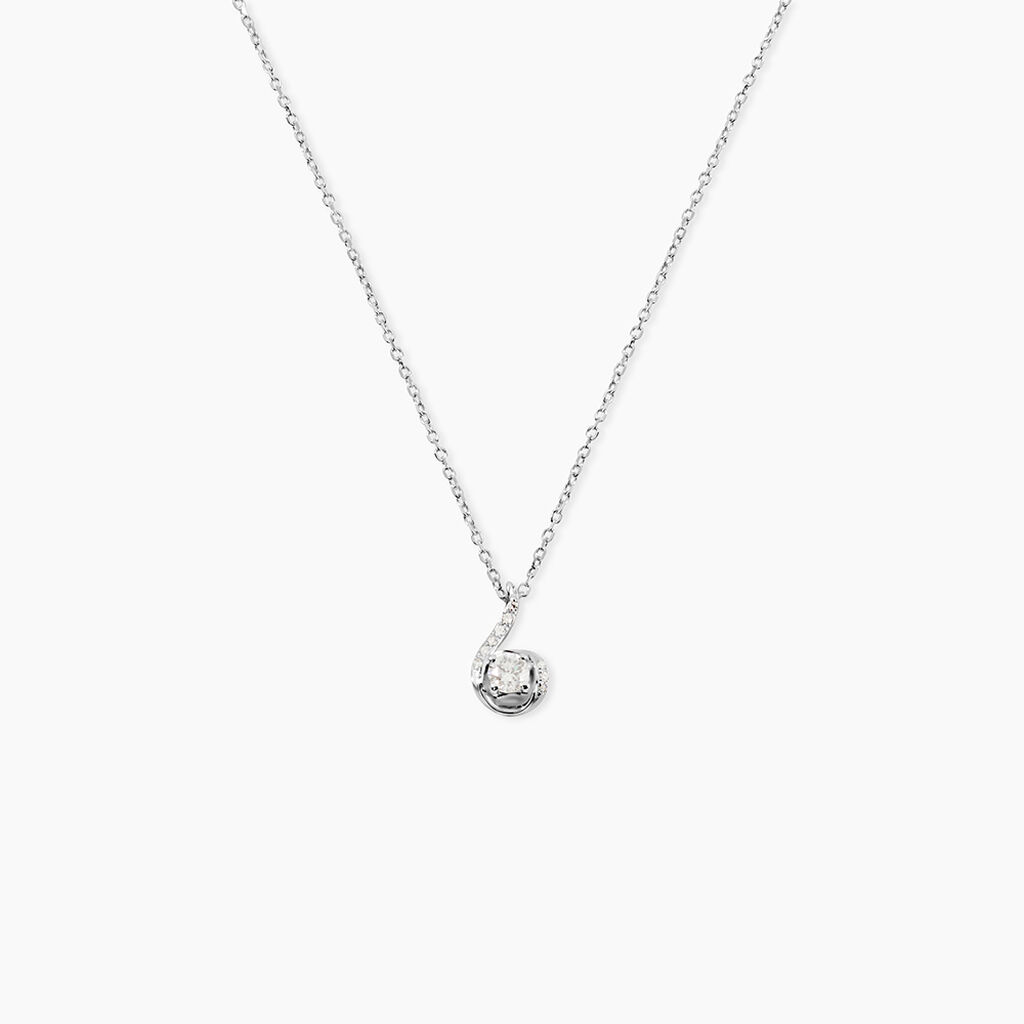 Collier Vrille Accompagnee Or Blanc Diamant - Colliers avec pierres Femme | Marc Orian