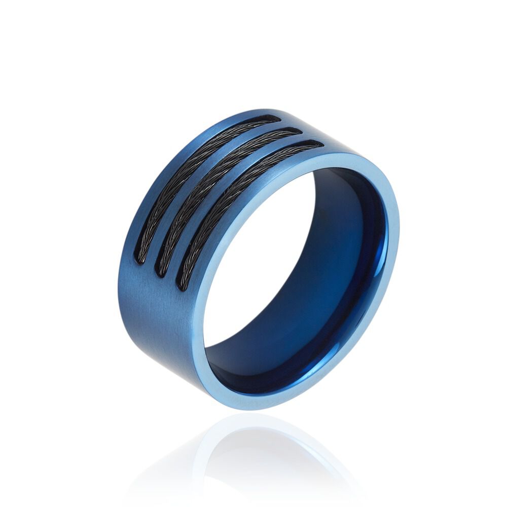 Bague Acier Bleu Luke - Bijoux fantaisie Homme | Marc Orian