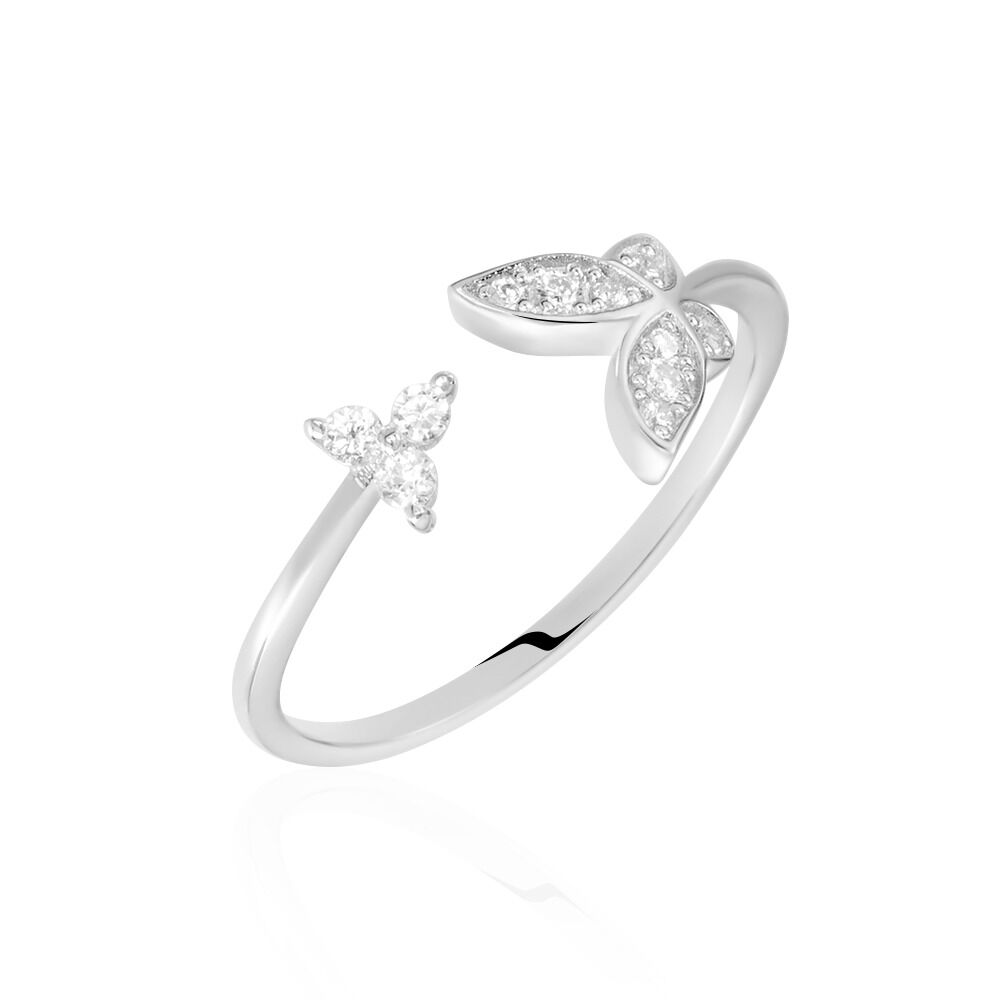 Bague Ajustable Cadfan Argent Blanc Oxyde De Zirconium - Bagues avec pierre Femme | Marc Orian