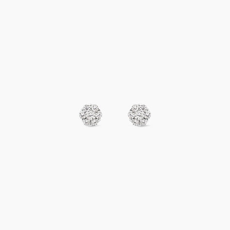 Boucles D'oreilles Puces Eleanor Fleur Or Blanc Oxyde De Zirconium - Puces Femme | Marc Orian