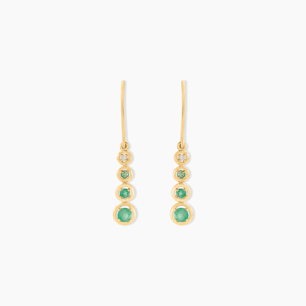 Boucles D'oreilles Pendantes Josephine Or Jaune Emeraude - Boucles d'oreilles mariage Femme | Marc Orian