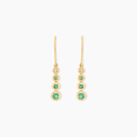 Boucles D'oreilles Pendantes Josephine Or Jaune Emeraude - Boucles d'oreilles mariage Femme | Marc Orian