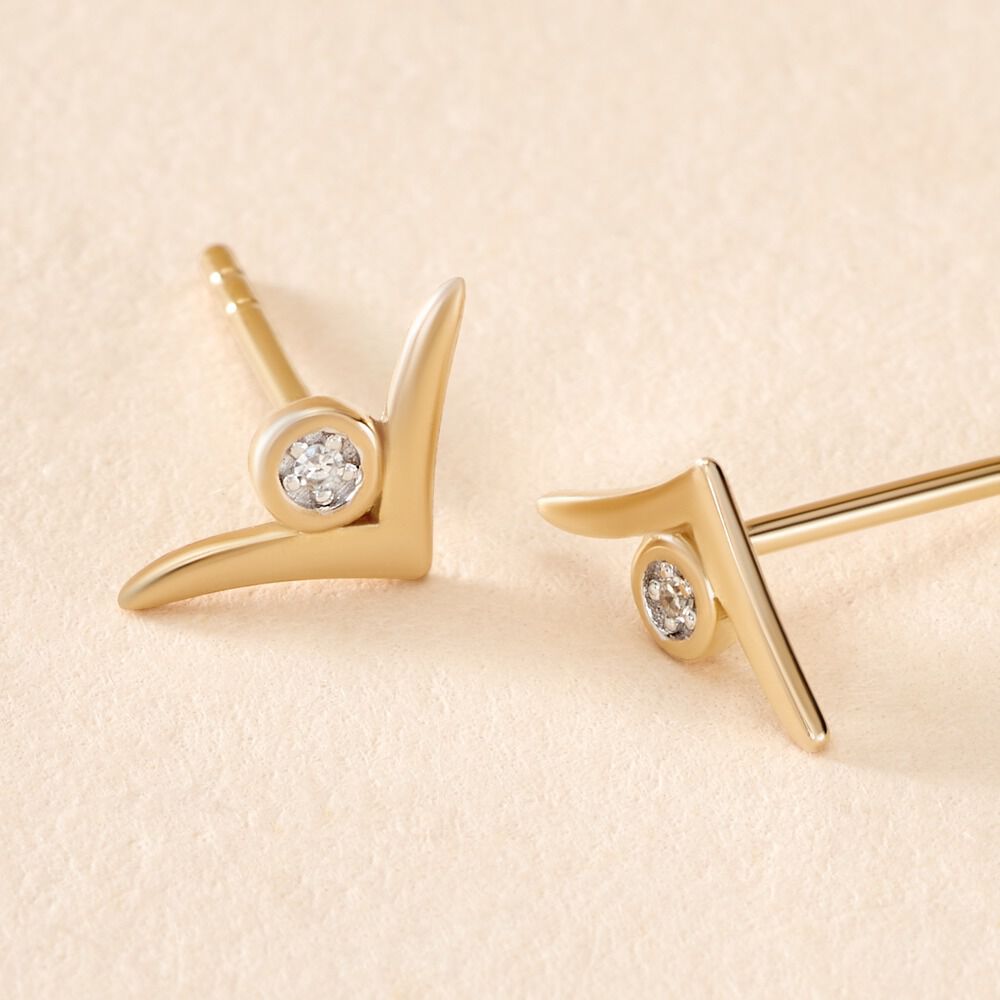 Boucles D'oreilles Puces Volia Or Jaune Diamant -  Femme | Marc Orian