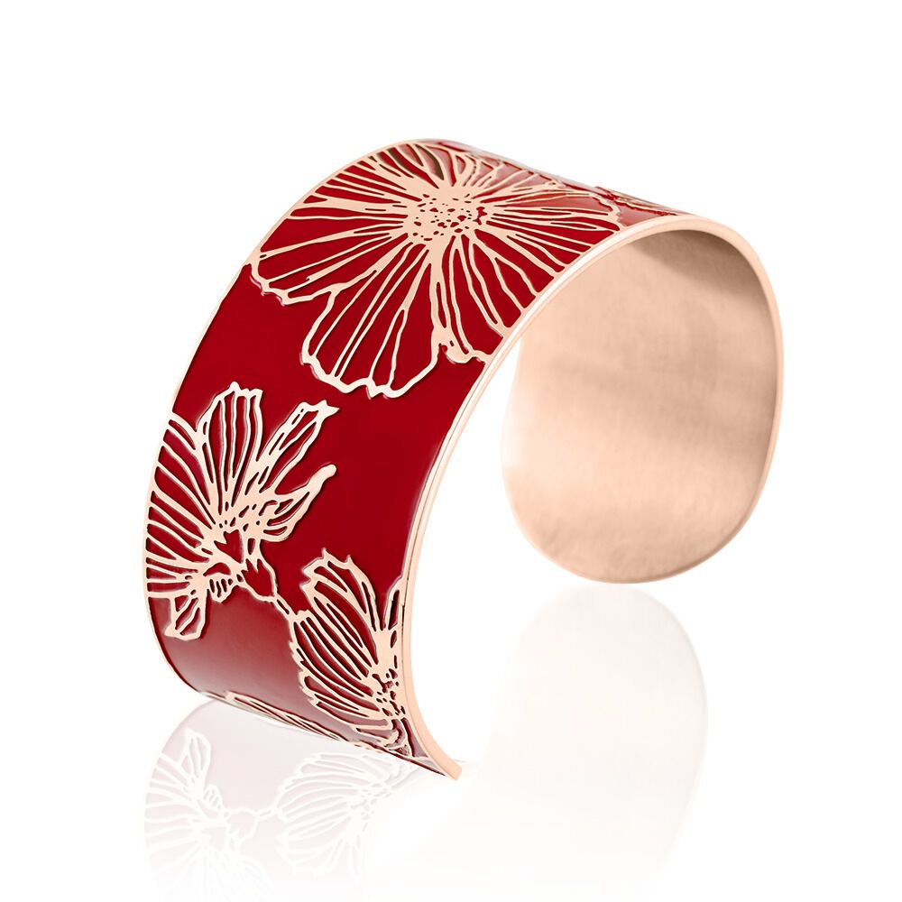 Bracelet Jonc Willem Acier Rose Smalto Rouge - Bracelets joncs Femme | Marc Orian