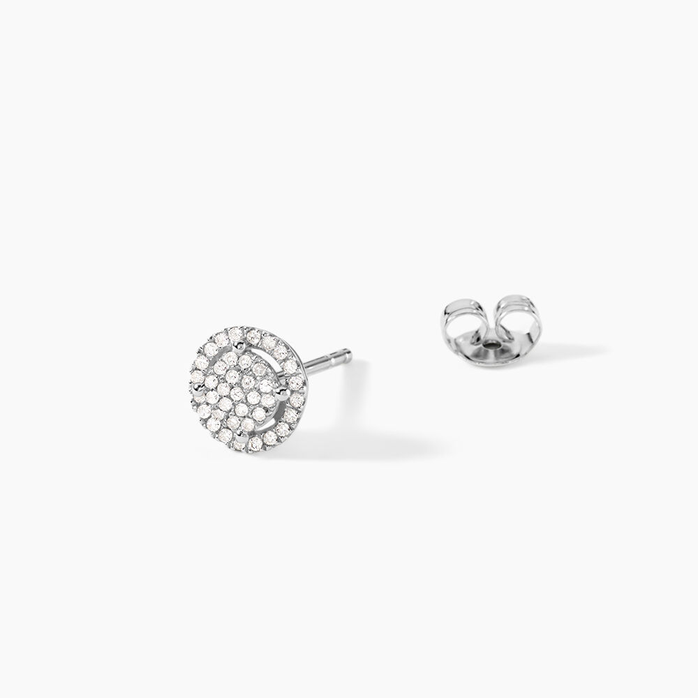 Boucles D'oreilles Puces Soleil D'hiver Or Blanc Diamant - Puces Femme | Marc Orian