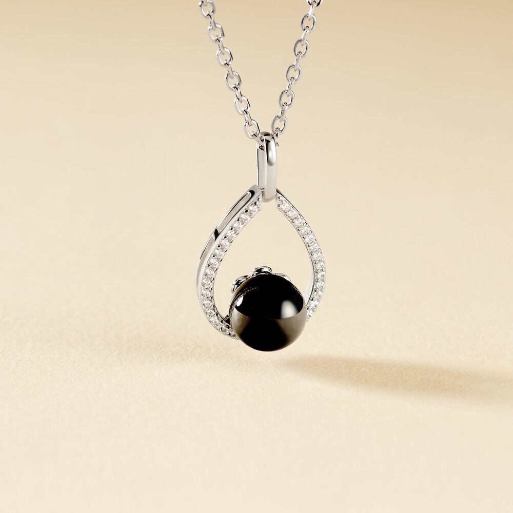 Collier Nerea Argent Blanc C&eacute;ramique Et Oxyde De Zirconium - Colliers avec pierres Femme | Marc Orian