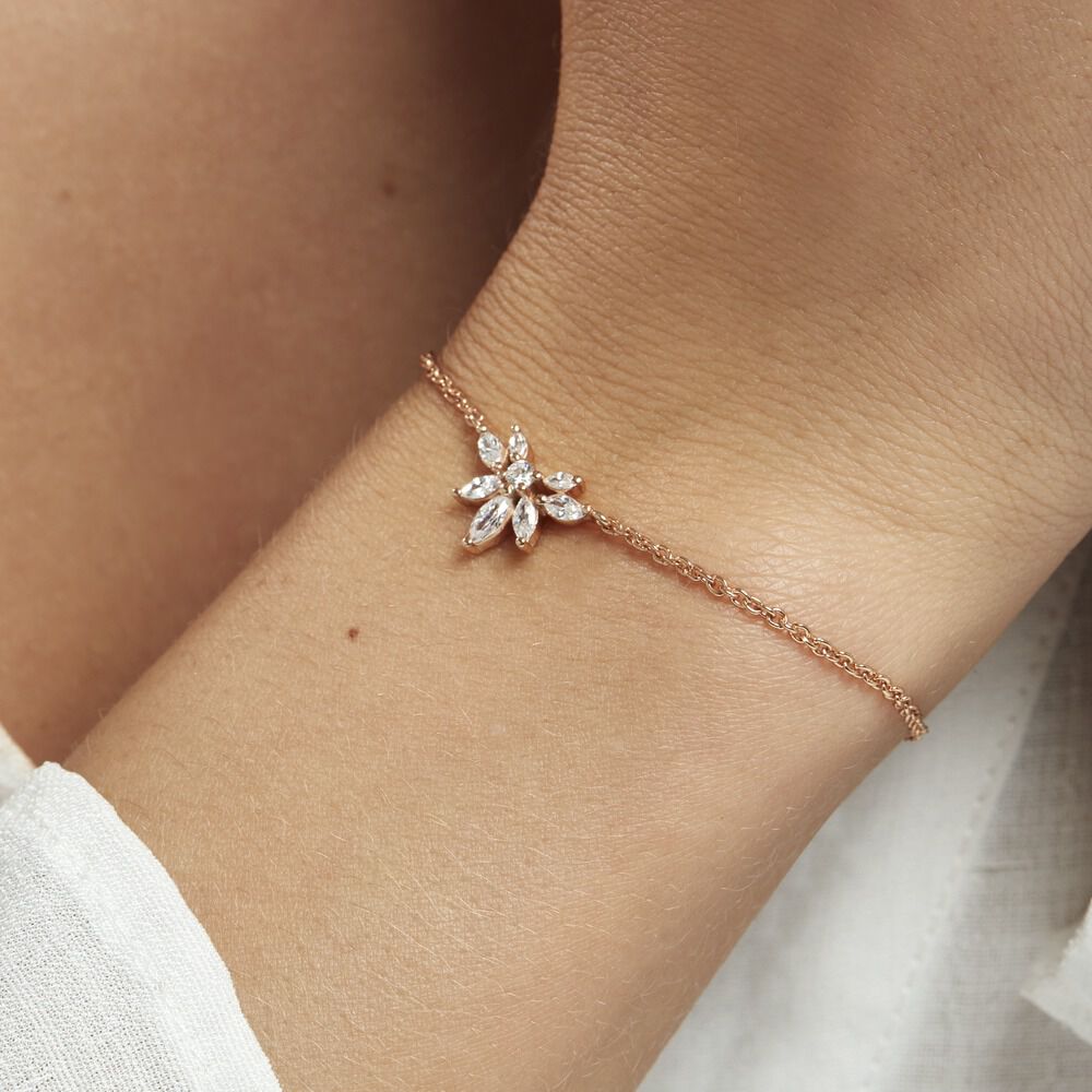Bracelet Davena Argent Rose Oxyde De Zirconium - Bracelets chaînes Femme | Marc Orian