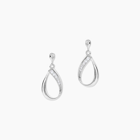 Boucles D'oreilles Pendantes Maritie Argent Blanc Oxyde De Zirconium - Pendantes Femme | Marc Orian