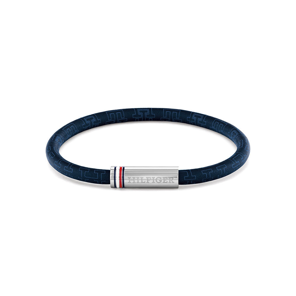 Bracelet Tommy Hilfiger Printed Cord Cuir De Veau Bleu - Bracelets cuir Homme | Marc Orian