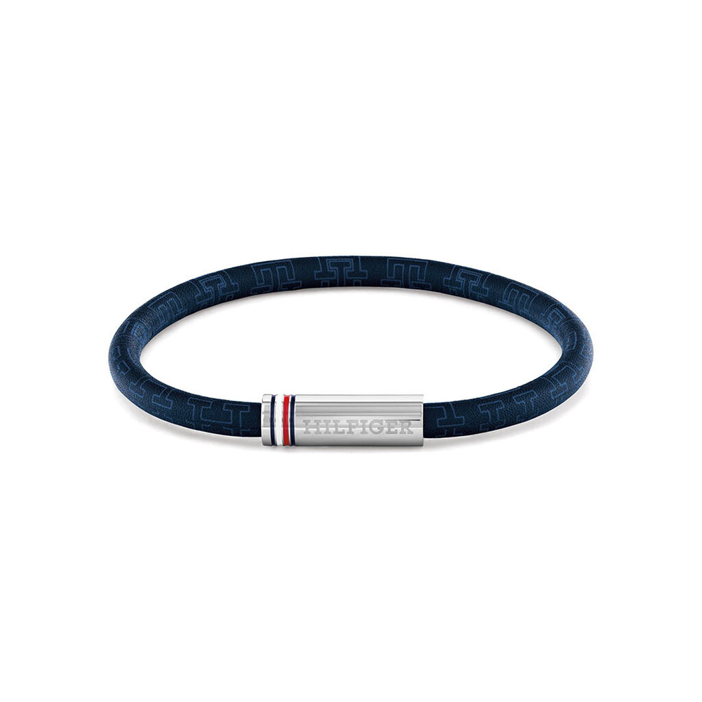 Bracelet Tommy Hilfiger Printed Cord Cuir De Veau Bleu - Bracelets cuir Homme | Marc Orian