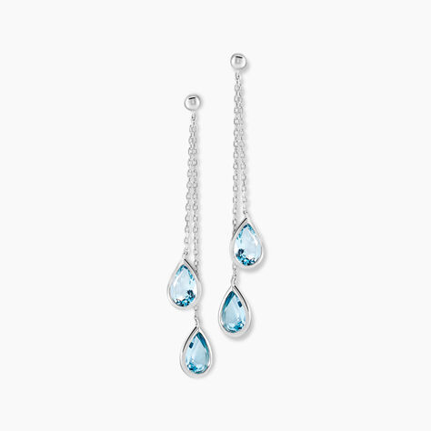 Boucles D'oreilles Pendantes Carlyn Or Blanc Topaze - Pendantes Femme | Marc Orian