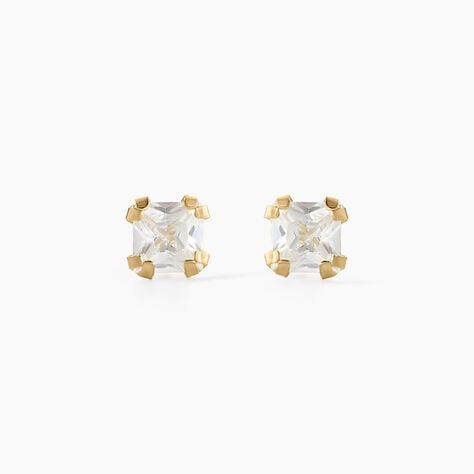 Boucles D'oreilles Puces Doreen Carre Or Jaune Oxyde De Zirconium - Puces Femme | Marc Orian