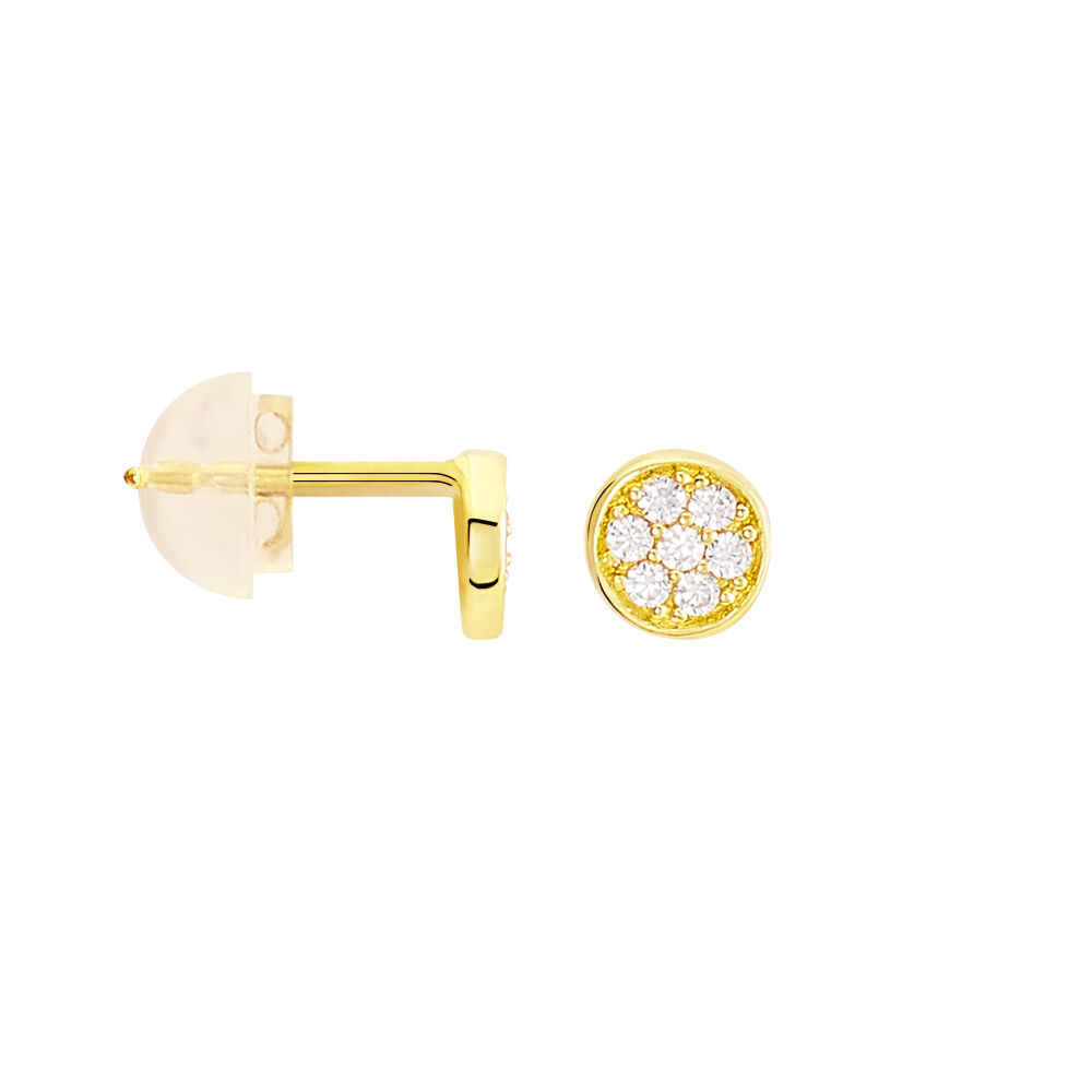 Boucles D'oreilles Puces Pastille Serti Clos Or Jaune Oxyde - Puces Femme | Marc Orian
