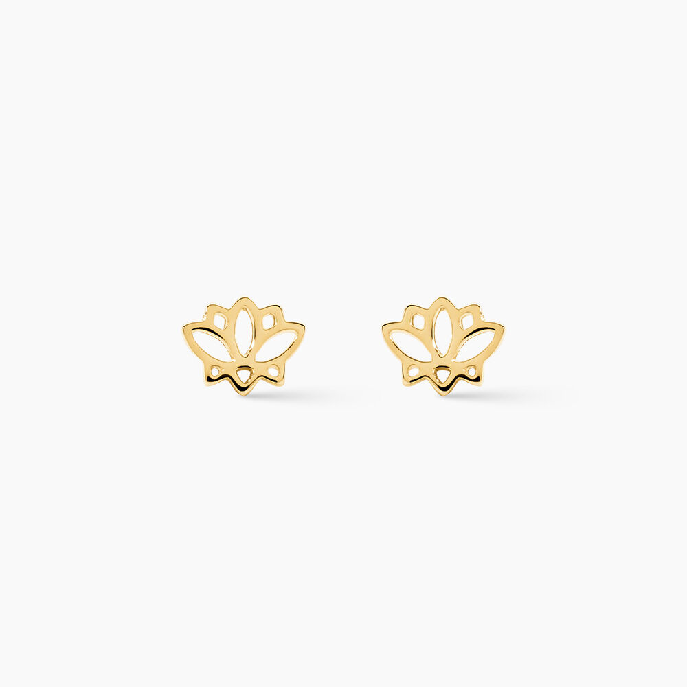 Boucles D'oreilles Puces Franny Fleur De Lotus Or Jaune - Puces Femme | Marc Orian