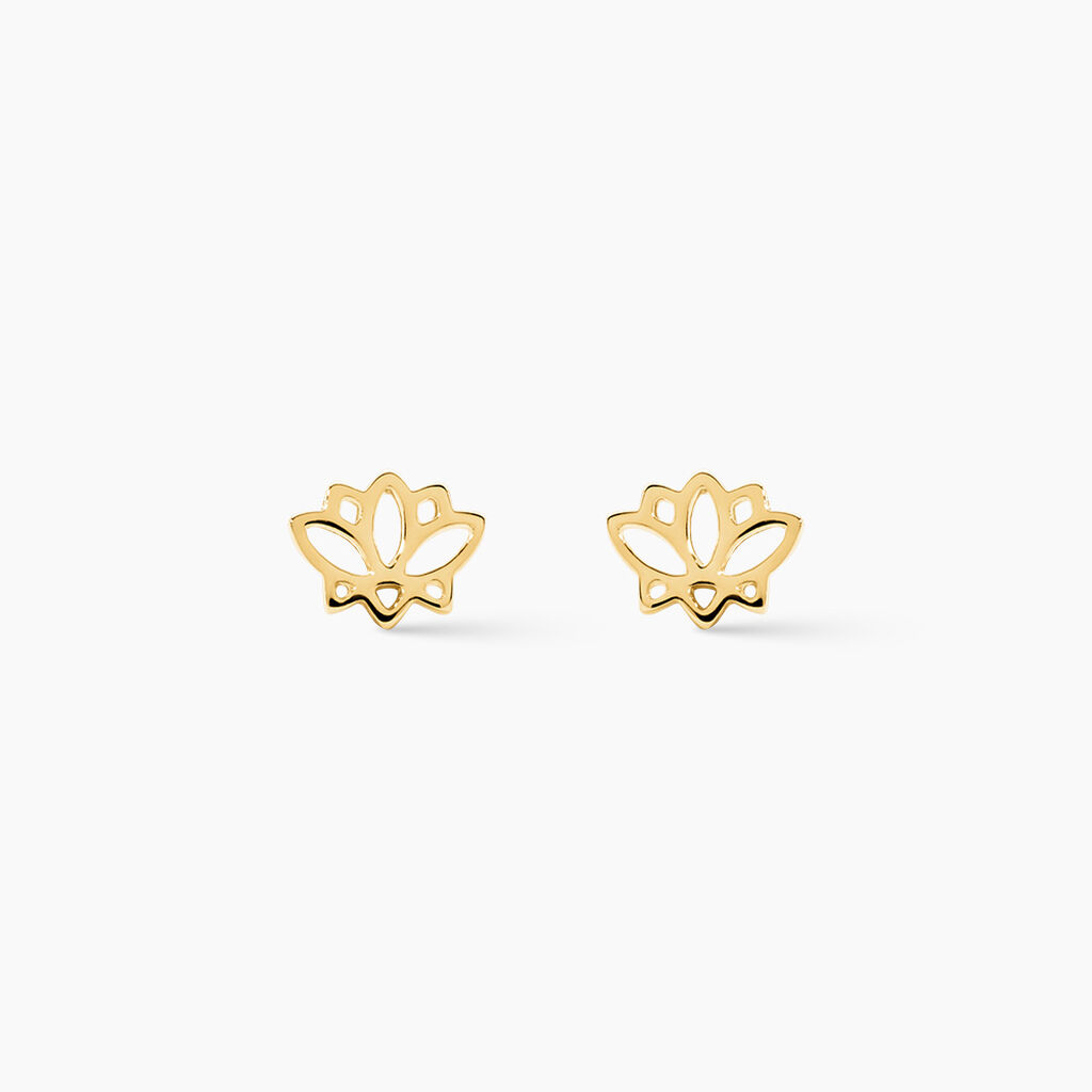 Boucles D'oreilles Puces Franny Fleur De Lotus Or Jaune - Puces Femme | Marc Orian