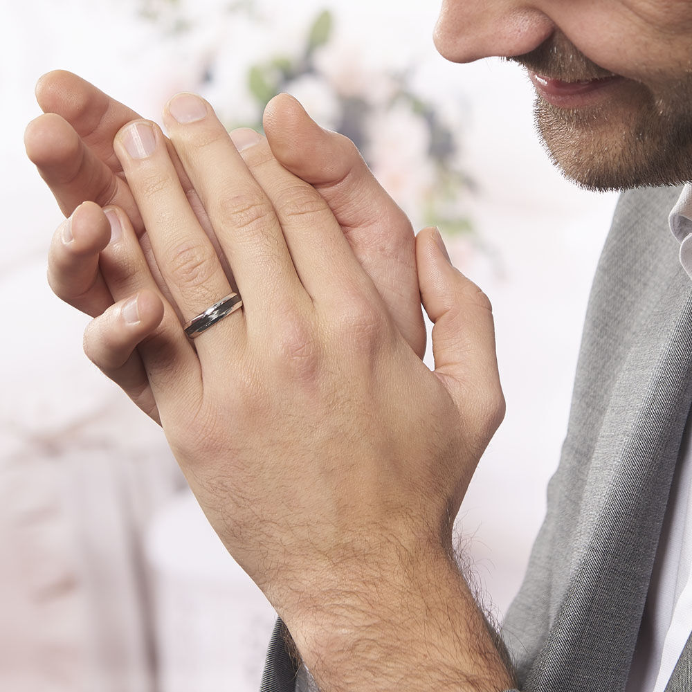 Alliance Maxim Ruban Plat Or Blanc - Alliances duo Unisex | Marc Orian