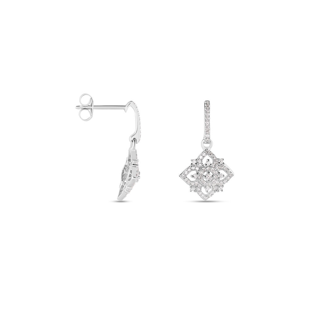 Boucles D'oreilles Pendantes Rosée Or Blanc Diamant -  Femme | Marc Orian