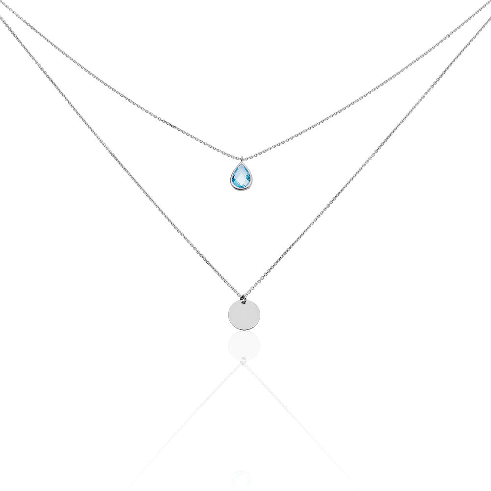 Collier Valerienne Or Blanc Topaze - Colliers multirangs Femme | Marc Orian