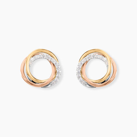 Boucles D'oreilles Puces Amaiur Or Tricolore Oxydes De Zirconium - Puces Femme | Marc Orian