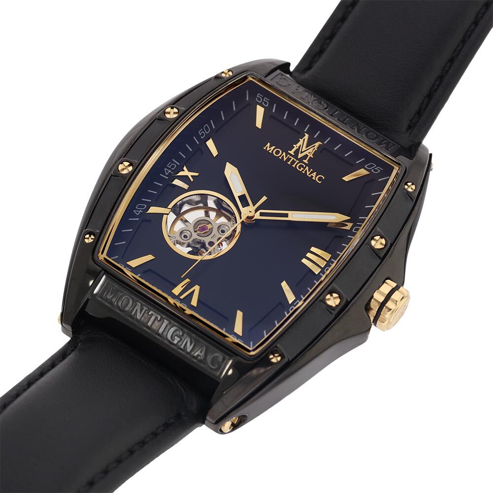 Montre Montignac Tonneau Automatique Noir - Montres automatiques Homme | Marc Orian
