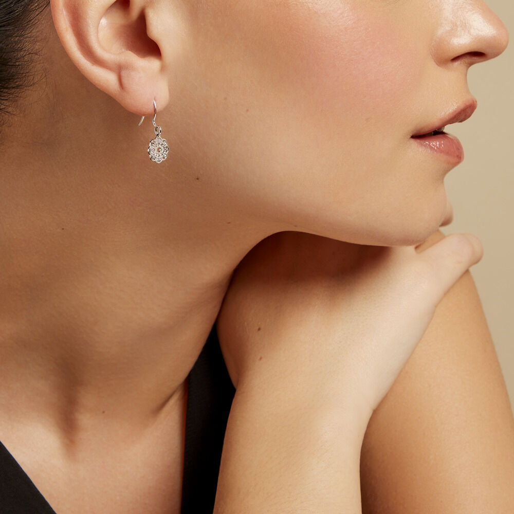 Boucles D'oreilles Pendantes Lynne Argent Blanc - Pendantes Femme | Marc Orian