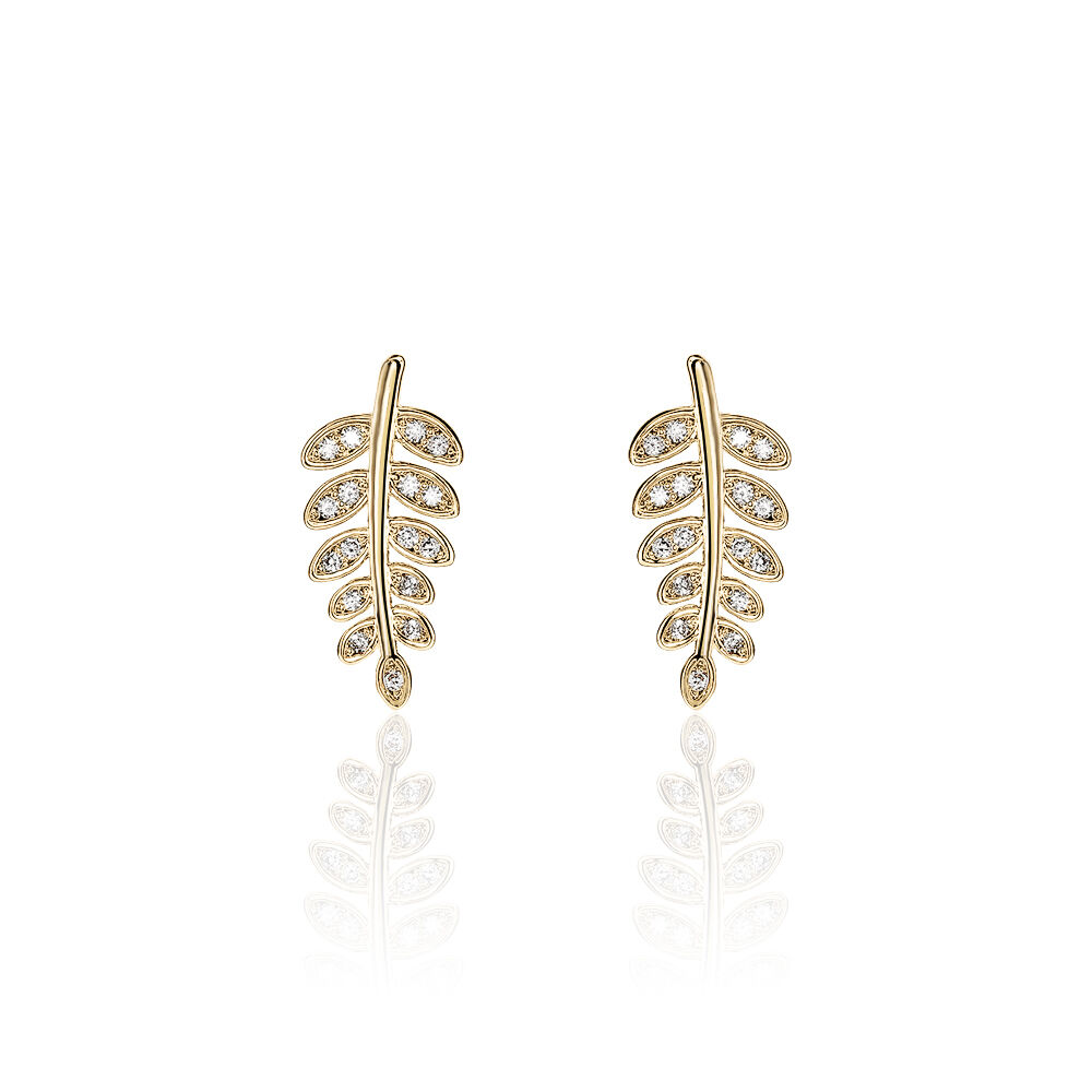 Boucles D'oreilles Puces Luz Plaqué Or Jaune Oxyde De Zirconium - Puces Femme | Marc Orian