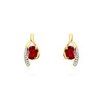 Bijoux D'oreilles Emotion Or Jaune Rubis Diamant - Puces Femme | Marc Orian