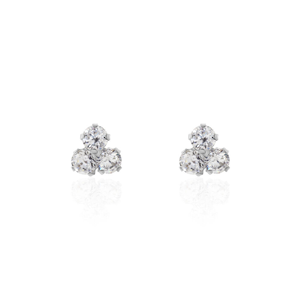 Boucles D'oreilles Puces Eleanor Fleur Or Blanc Oxyde De Zirconium - Puces Femme | Marc Orian