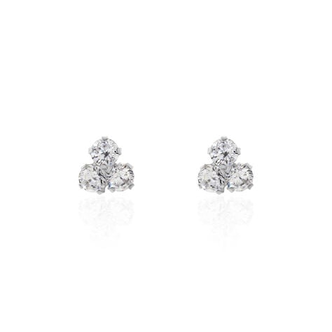 Boucles D'oreilles Puces Eleanor Fleur Or Blanc Oxyde De Zirconium - Puces Femme | Marc Orian