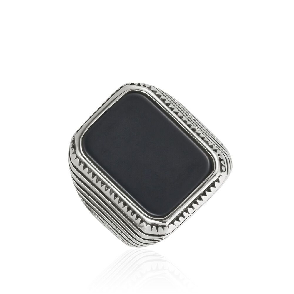 Chevaliere Acier Blanc Romanus Pierre - Bijoux fantaisie Homme | Marc Orian