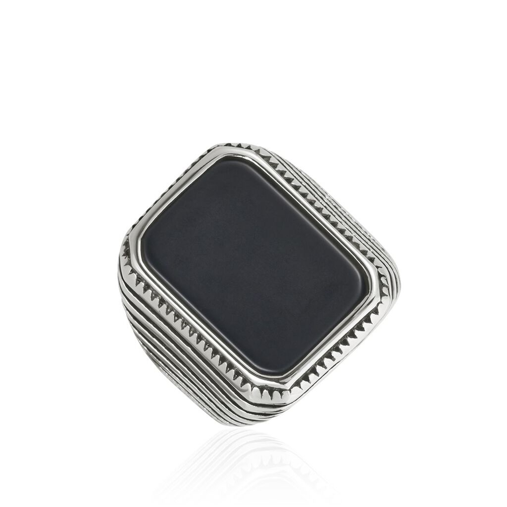 Chevaliere Acier Blanc Romanus Pierre - Bijoux fantaisie Homme | Marc Orian