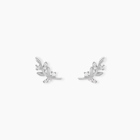 Boucles D'oreilles Puces Evonne Argent Blanc Oxyde De Zirconium - Nouveautés Femme | Marc Orian