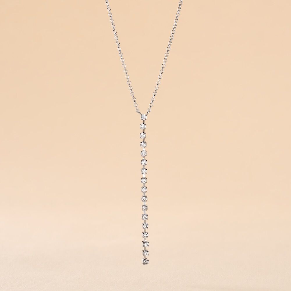 Collier Whitney Argent Blanc Oxyde De Zirconium - Colliers avec pierres Femme | Marc Orian