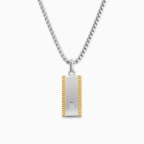 Collier M&eacute;tal Acier Diamant Synth&eacute;tique - Colliers avec pierres Homme | Marc Orian