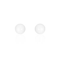 Boucles D'oreilles Puces Orbe Argent Blanc Céramique