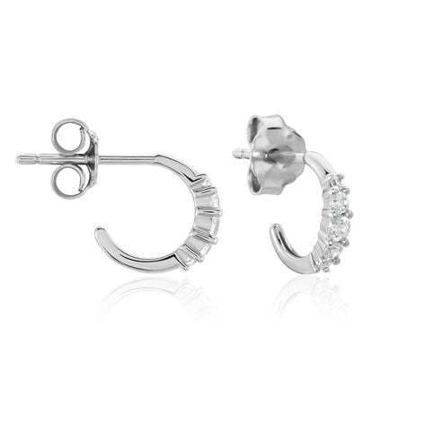 Créoles Anemone Argent Blanc Oxyde De Zirconium - Créoles Femme | Marc Orian