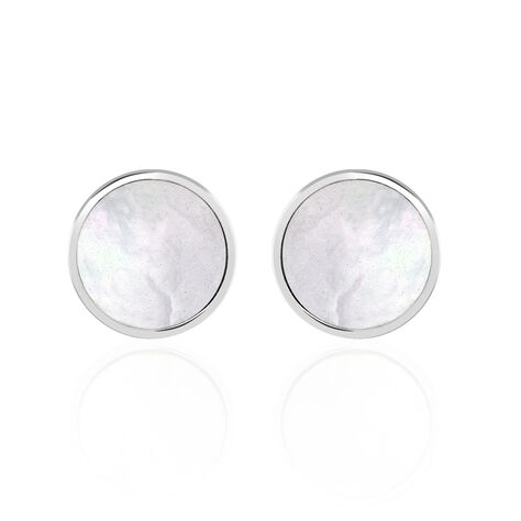 Boucles D'oreilles Puces Zoelle Argent Blanc Nacre - Puces Femme | Marc Orian