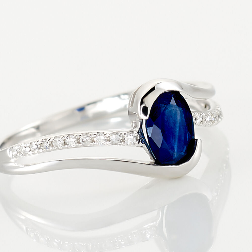 Bague Anja Or Blanc Saphir Et Diamant - Solitaires Femme | Marc Orian
