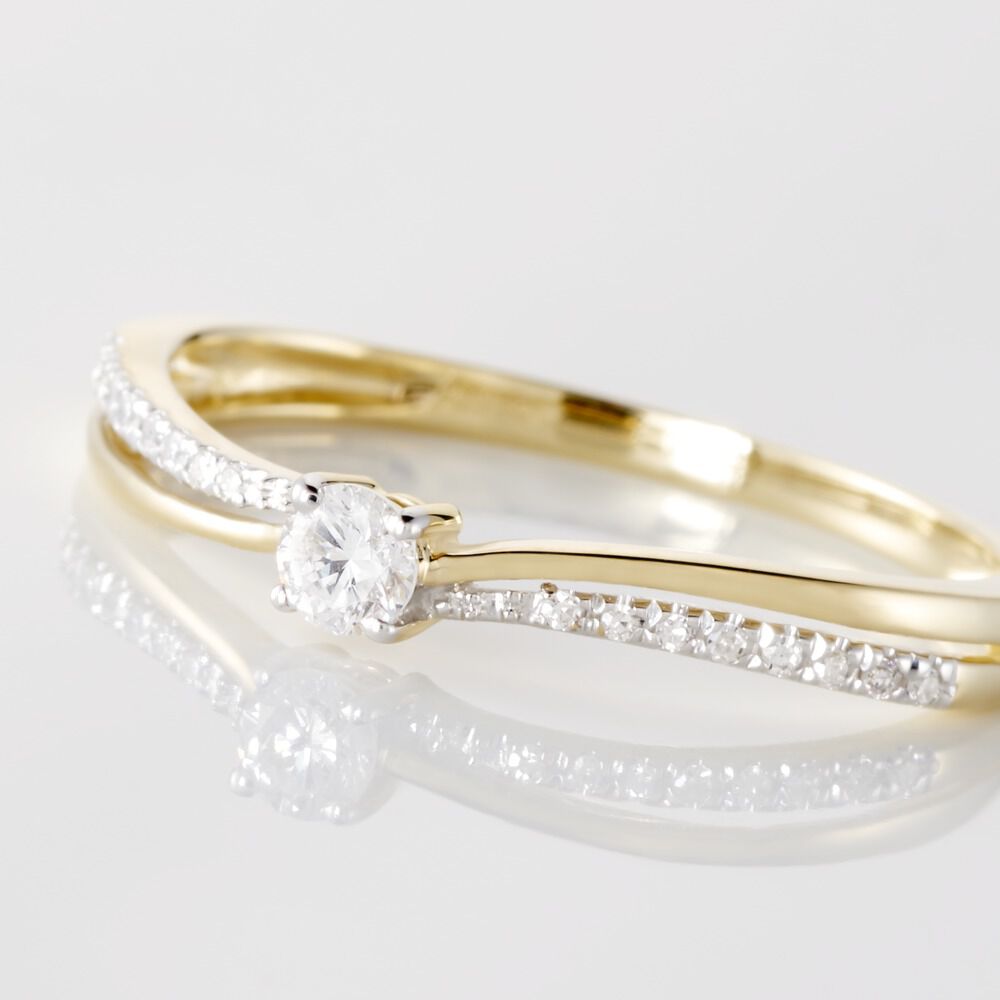 Bague Solitaire Finesse Or Jaune Diamant Diamants - Parures de mariage Femme | Marc Orian