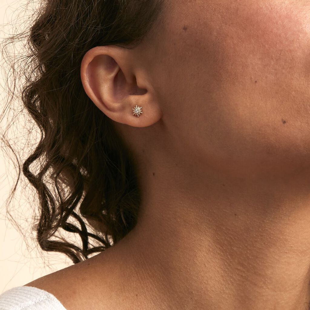 Boucles D'oreilles Puces Eirian Plaqué Or Jaune Oxyde De Zirconium - Clous d'oreilles Femme | Marc Orian