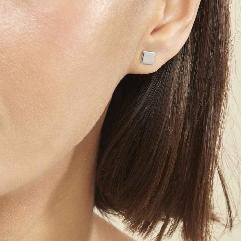 Boucles D'oreilles Puces Calia Argent Blanc - Clous d'oreilles Femme | Marc Orian