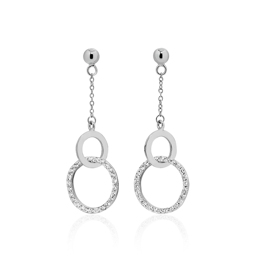 Boucles D'oreilles Pendantes Dita Argent Blanc Oxyde De Zirconium - Pendantes Femme | Marc Orian