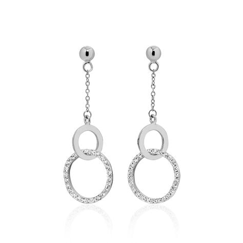 Boucles D'oreilles Pendantes Dita Argent Blanc Oxyde De Zirconium - Pendantes Femme | Marc Orian
