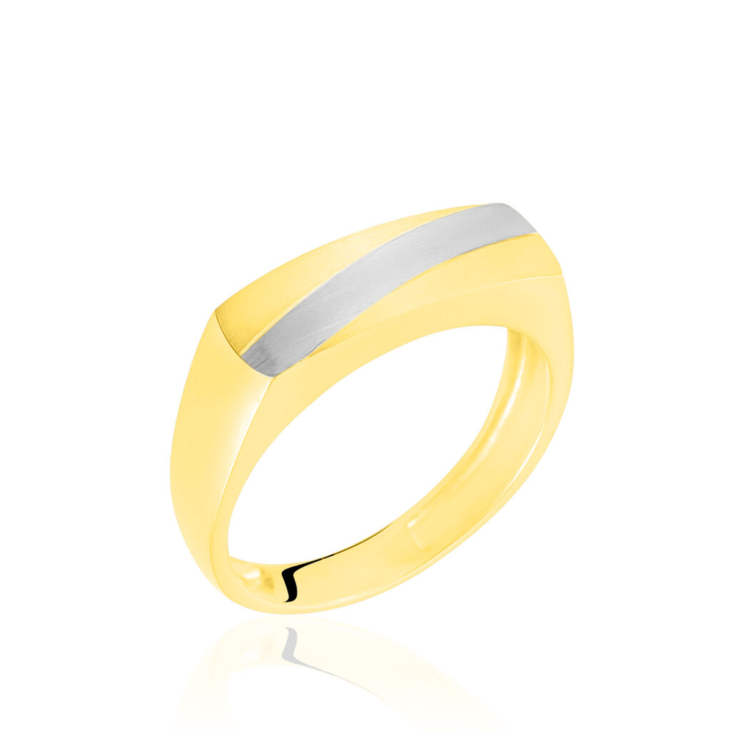 Chevalière Benton Rectangulaire Ligne Or Bicolore - Chevalières Homme | Marc Orian