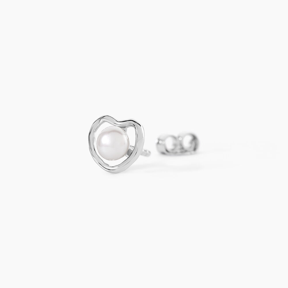 Boucles D'Oreilles Puces Ecume Argent Blanc Perle De Culture - Puces Femme | Marc Orian
