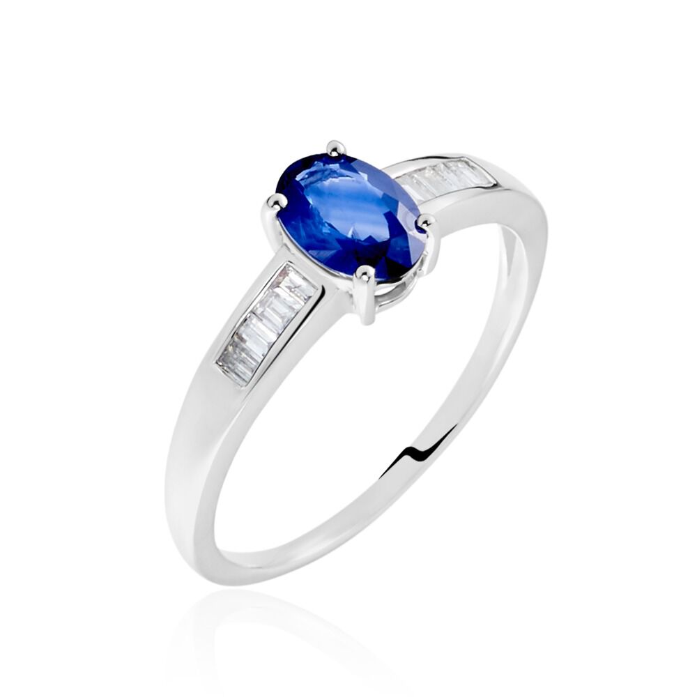 Bague Solitaire Or Blanc Bilel Saphir Et Diamants - Solitaires Femme | Marc Orian