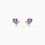 Boucles D'Oreilles Puces Eva Argent Dor&eacute; A L'Or 750/1000 Am&eacute;thyste Oxyde De Zirconium - Puces Femme | Marc Orian