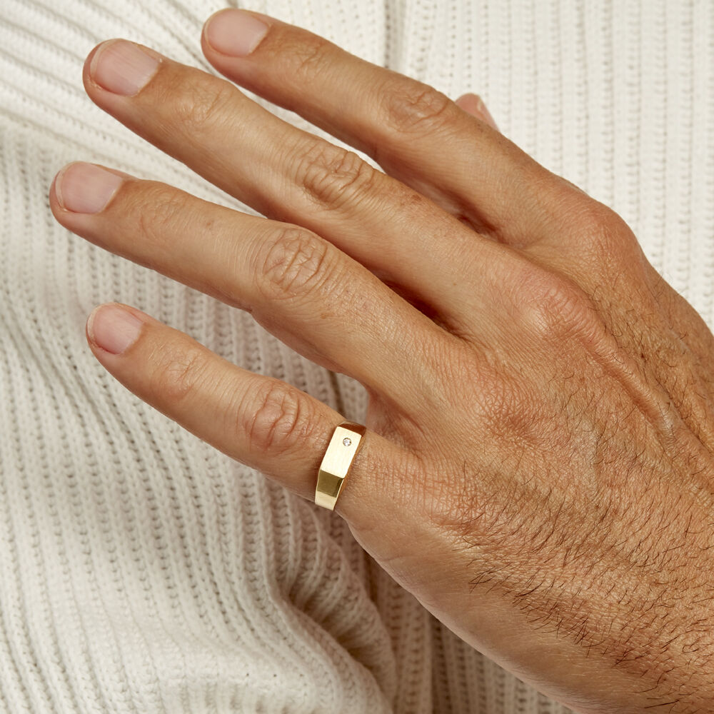 Chevaliere Rectangle Or Jaune Oxyde De Zirconium B3HMJZW005N Marc Orian Bijouterie en ligne